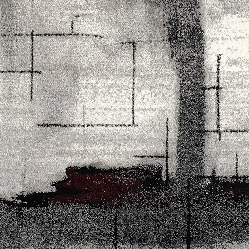 Gray And Burgundy Abstract Area Rug Photo 3