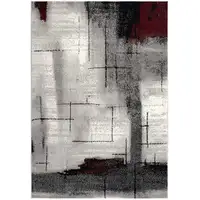 Photo of Gray and Burgundy Abstract Area Rug