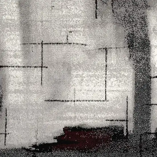 10' Black Burgundy And Gray Abstract Runner Rug Photo 3