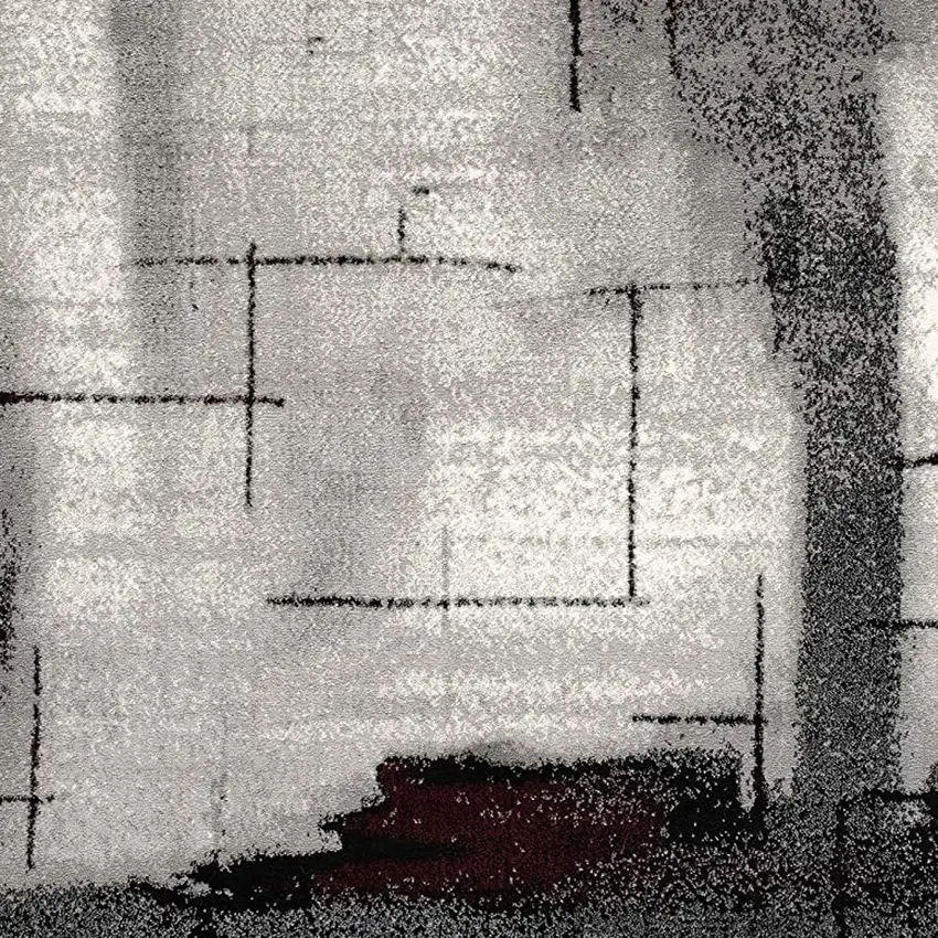 10' Black Burgundy And Gray Abstract Runner Rug Photo 3