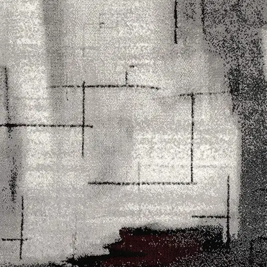 20' Gray And Burgundy Abstract Runner Rug Photo 3