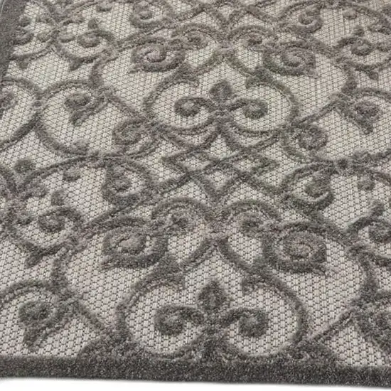 Gray Floral Indoor Outdoor Area Rug Photo 7