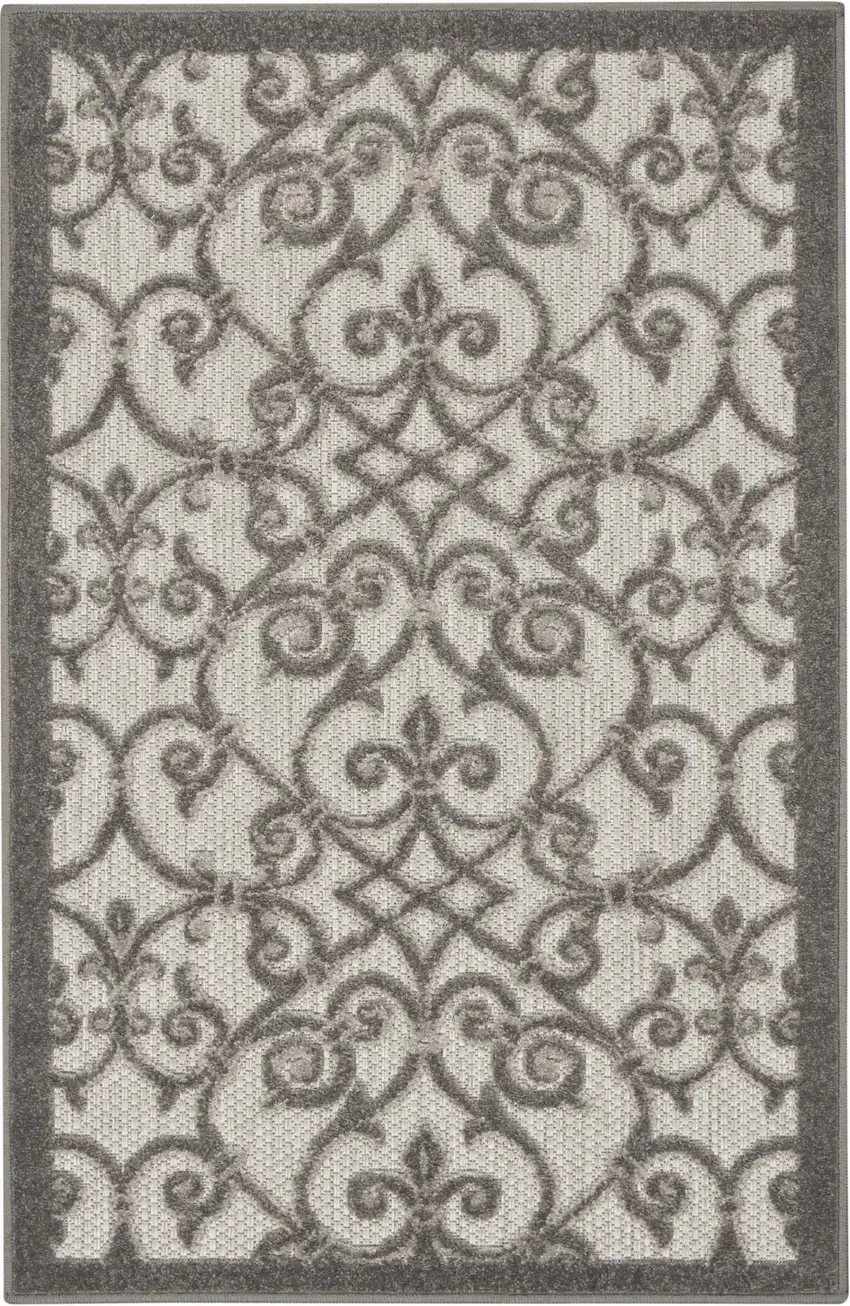 Gray and Charcoal Indoor Outdoor Area Rug Photo 1