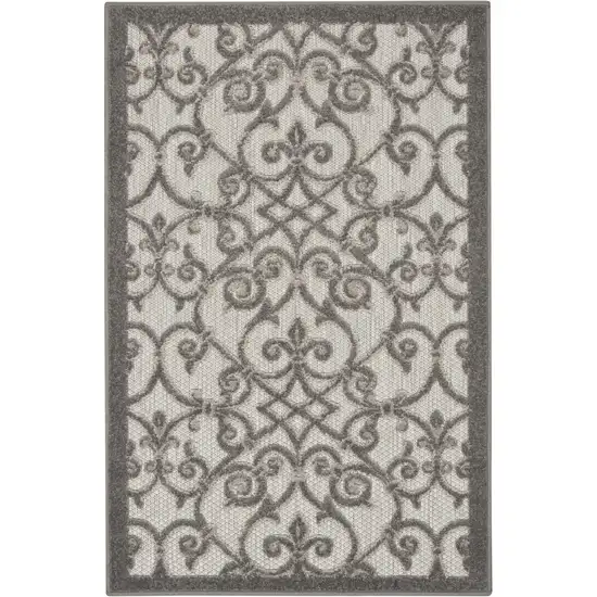 Gray Floral Indoor Outdoor Area Rug Photo 2