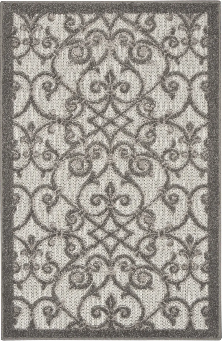 Gray and Charcoal Indoor Outdoor Area Rug Photo 4