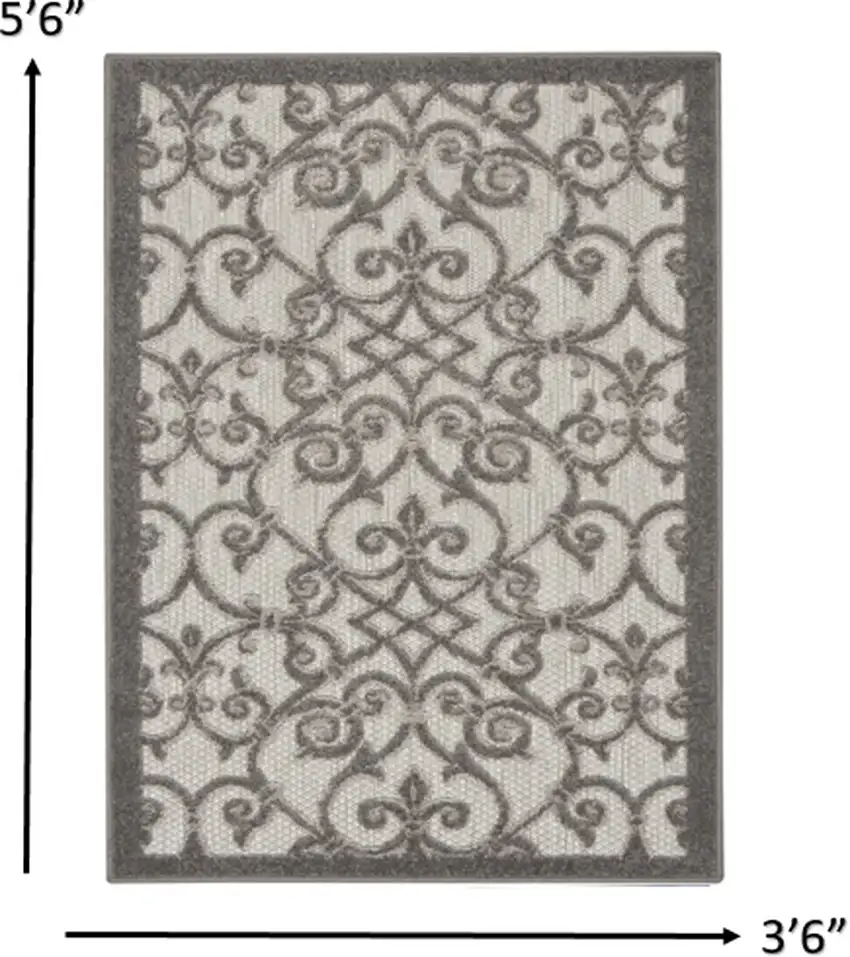 Gray and Charcoal Indoor Outdoor Area Rug Photo 5