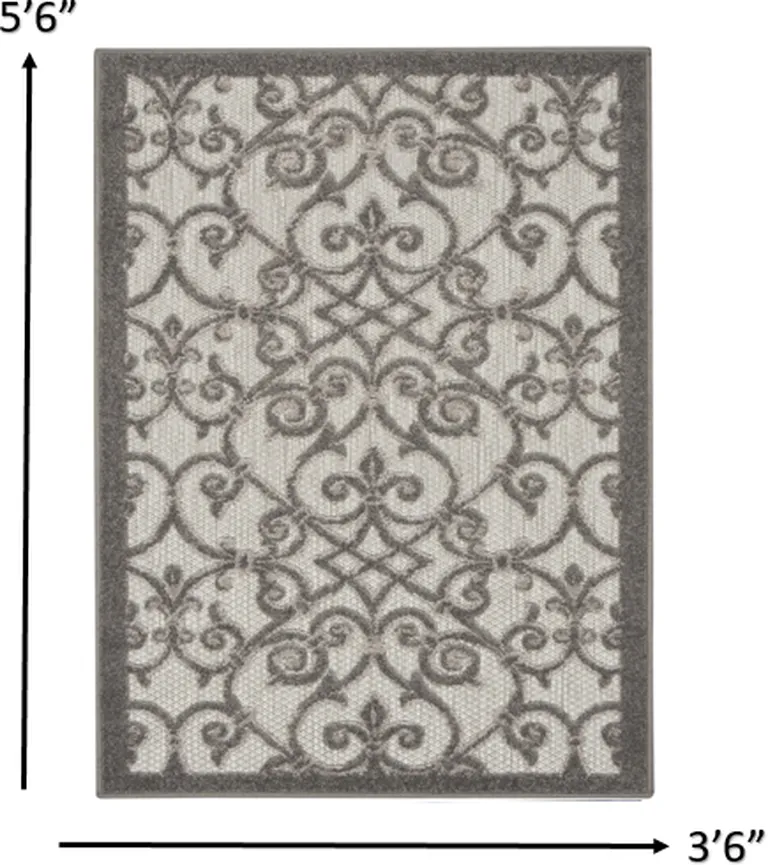 Gray and Charcoal Indoor Outdoor Area Rug Photo 5