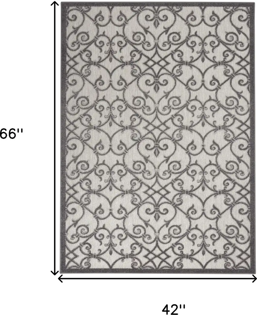 Gray Floral Indoor Outdoor Area Rug Photo 8