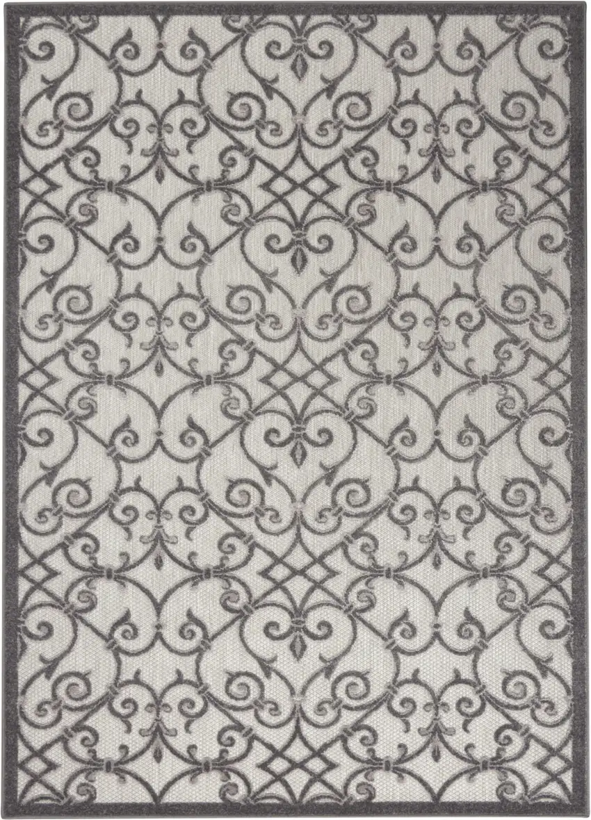 Gray Floral Indoor Outdoor Area Rug Photo 4