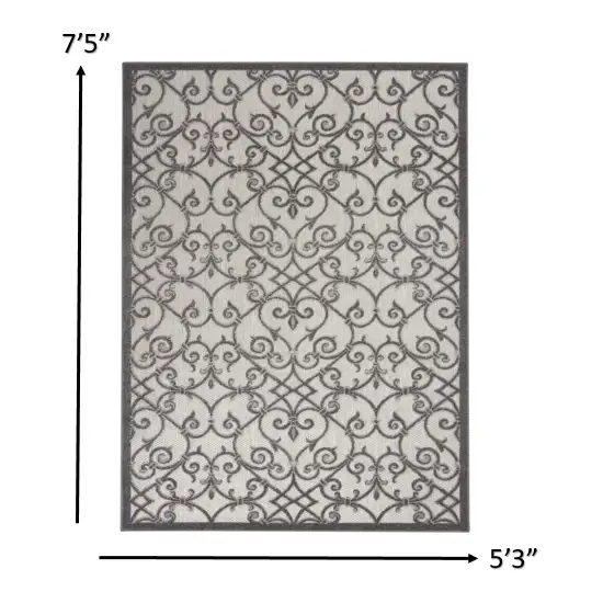 Gray and Charcoal Indoor Outdoor Area Rug Photo 5