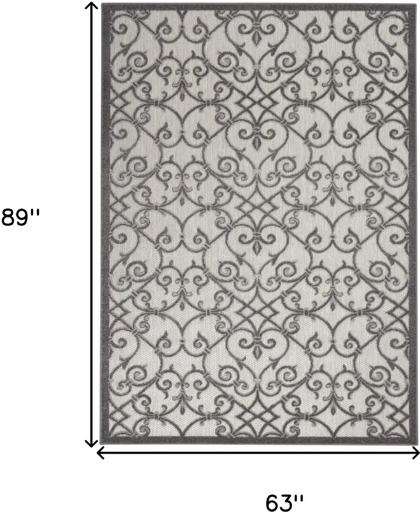 Gray Floral Indoor Outdoor Area Rug Photo 8