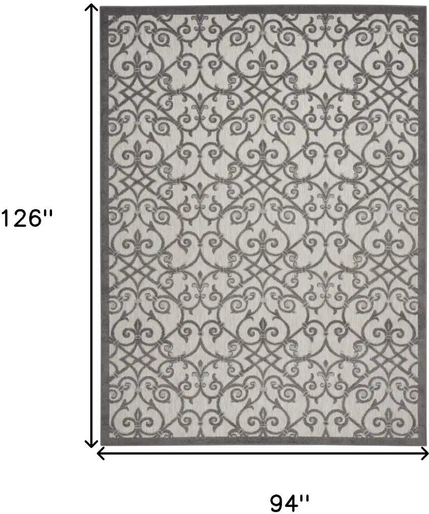 Gray Floral Indoor Outdoor Area Rug Photo 7