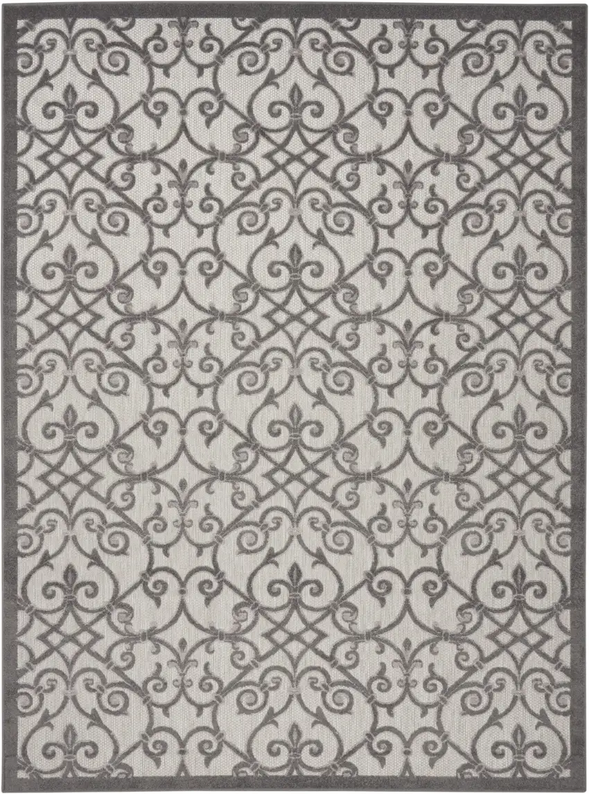 Gray Floral Indoor Outdoor Area Rug Photo 3