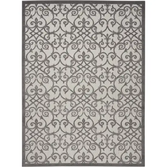 Gray Floral Indoor Outdoor Area Rug Photo 3