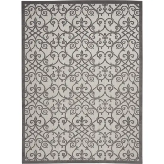 Gray Floral Indoor Outdoor Area Rug Photo 1