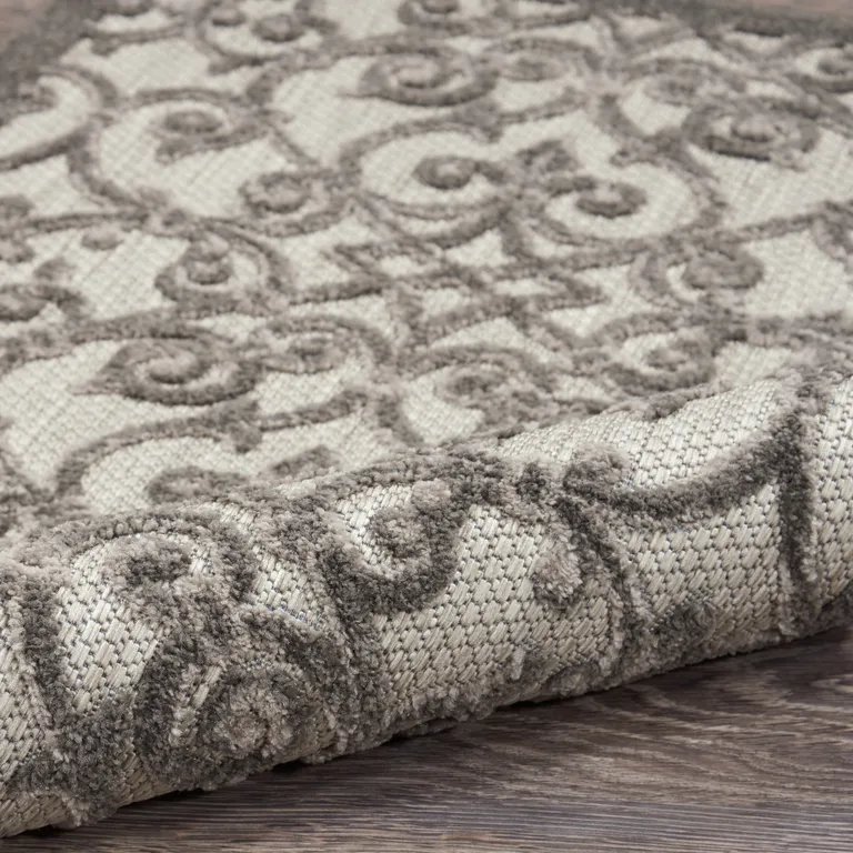 Gray and Charcoal Indoor Outdoor Runner Rug Photo 2