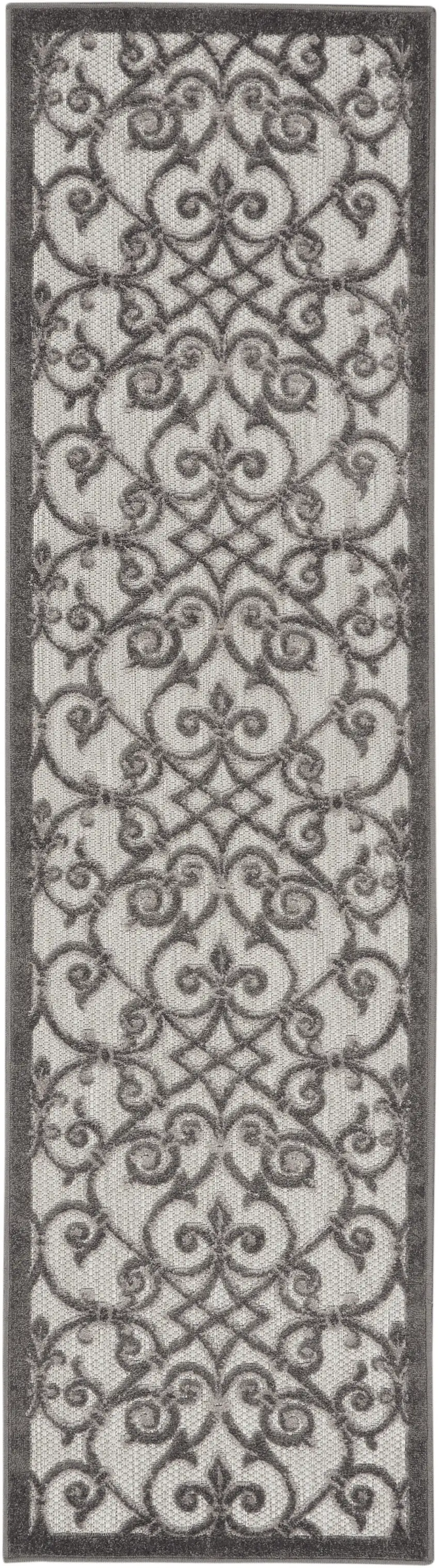 Gray Floral Indoor Outdoor Area Rug Photo 3