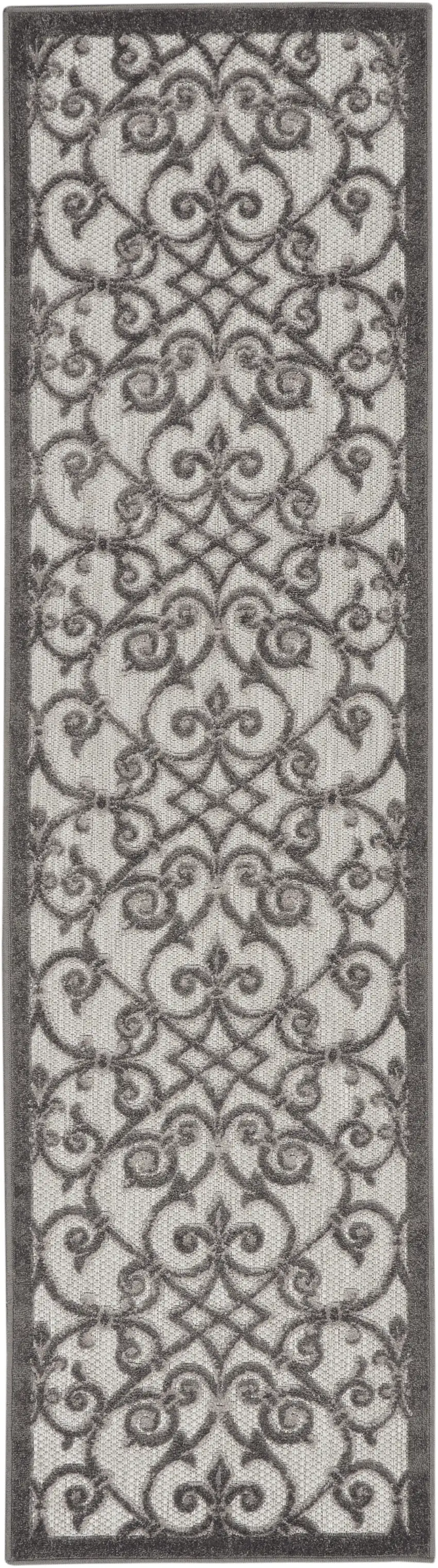 Gray Floral Indoor Outdoor Area Rug Photo 1