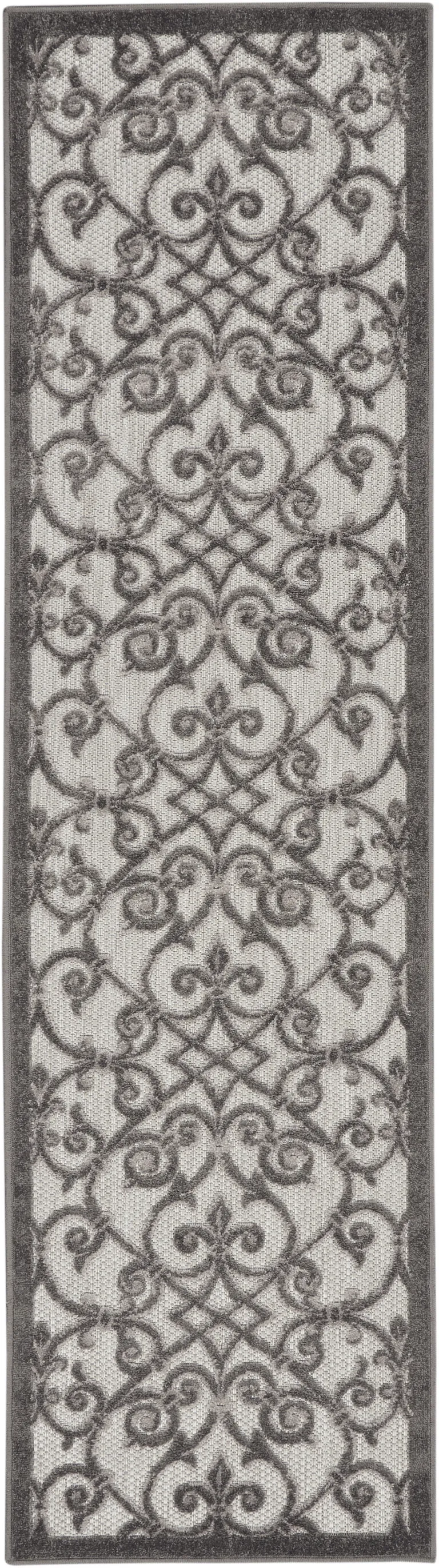 Gray and Charcoal Indoor Outdoor Runner Rug Photo 5