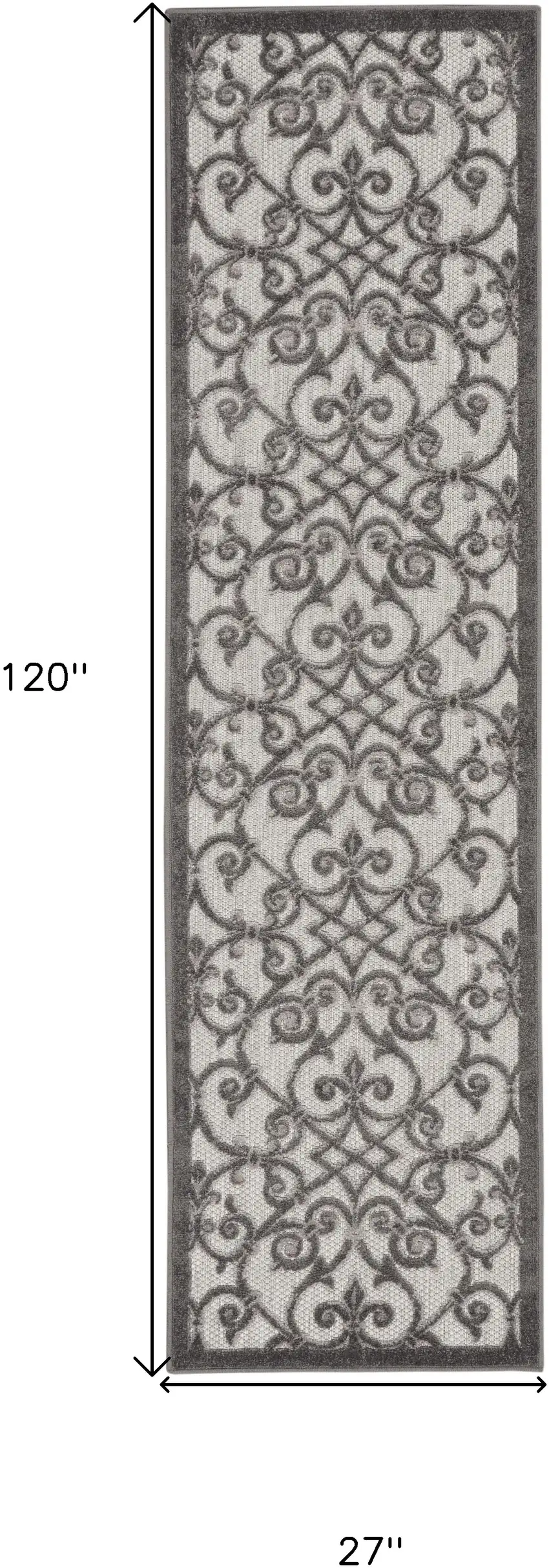 Gray Floral Indoor Outdoor Area Rug Photo 7