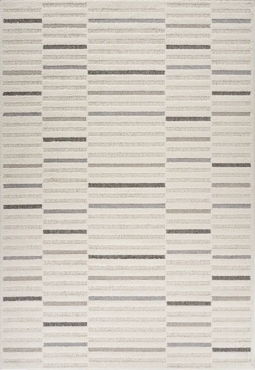 Gray and Cream Abstract Distressed Area Rug Photo 1