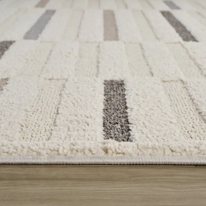 Gray and Cream Abstract Distressed Area Rug Photo 5