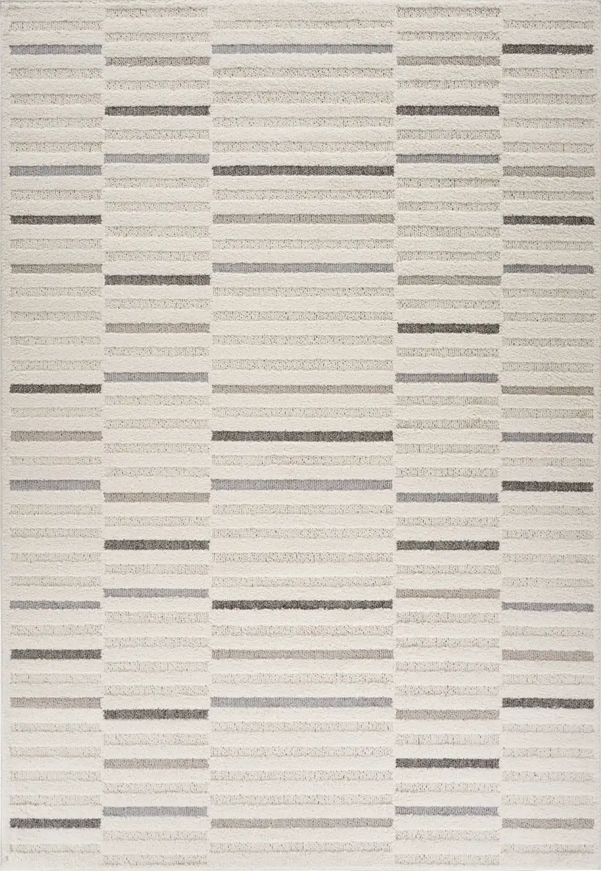 Gray and Cream Abstract Distressed Area Rug Photo 3