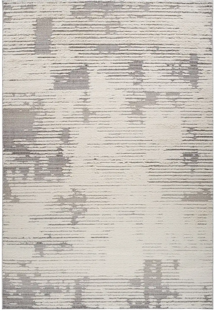 Gray and Cream Abstract Distressed Area Rug Photo 1