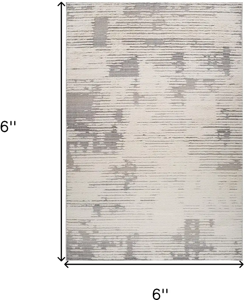 Gray and Cream Abstract Distressed Area Rug Photo 7