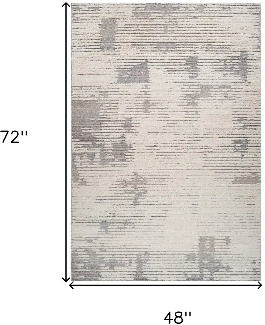 Gray and Cream Abstract Distressed Area Rug Photo 8