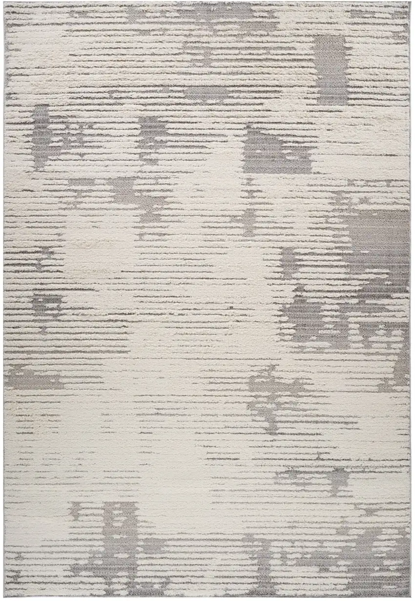 Gray and Cream Abstract Distressed Area Rug Photo 4