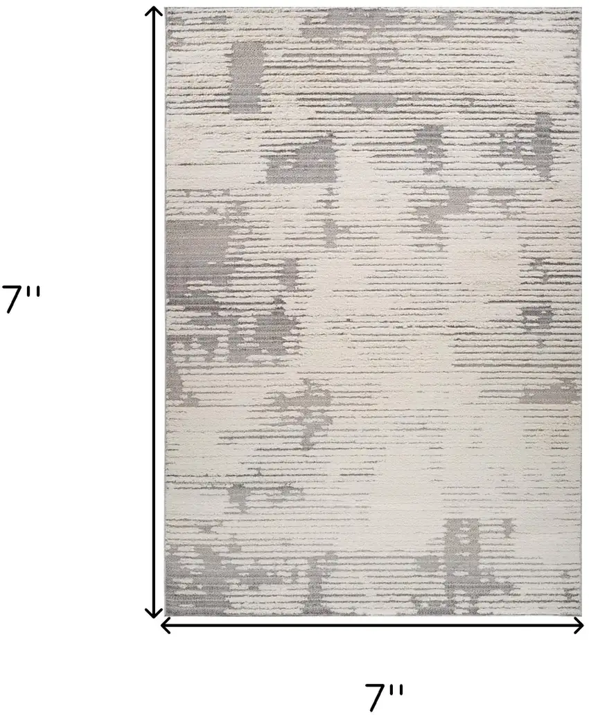 Gray and Cream Abstract Distressed Area Rug Photo 9