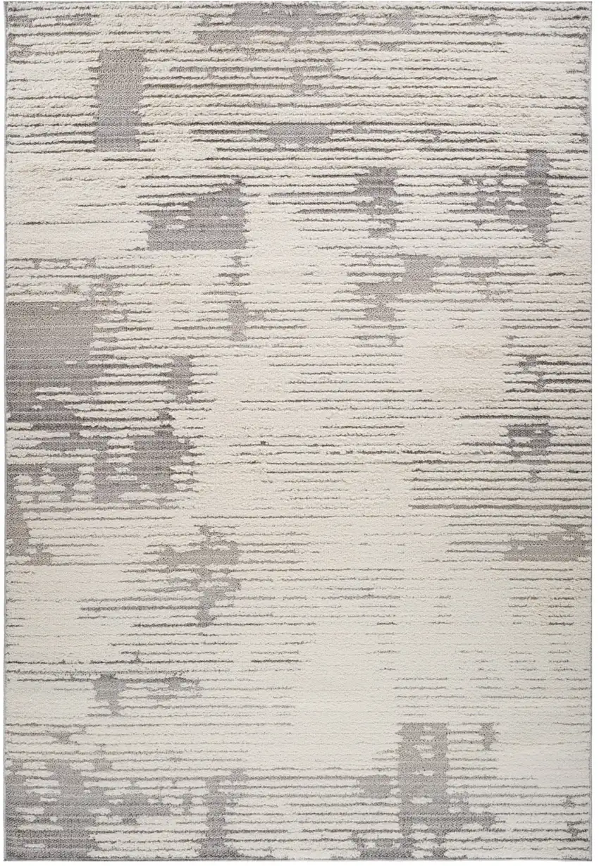 Gray and Cream Abstract Distressed Area Rug Photo 1