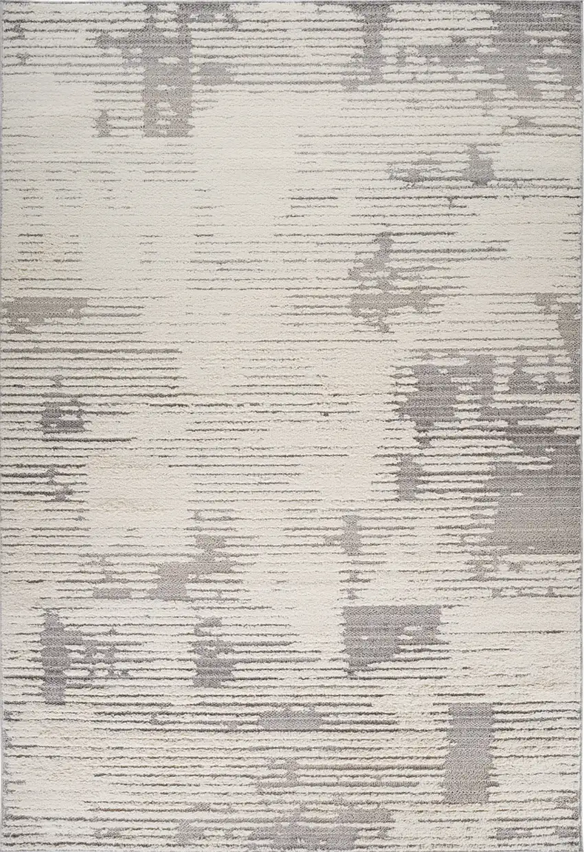 Gray and Cream Abstract Distressed Area Rug Photo 2
