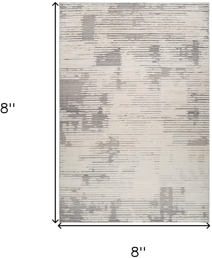 Gray and Cream Abstract Distressed Area Rug Photo 9