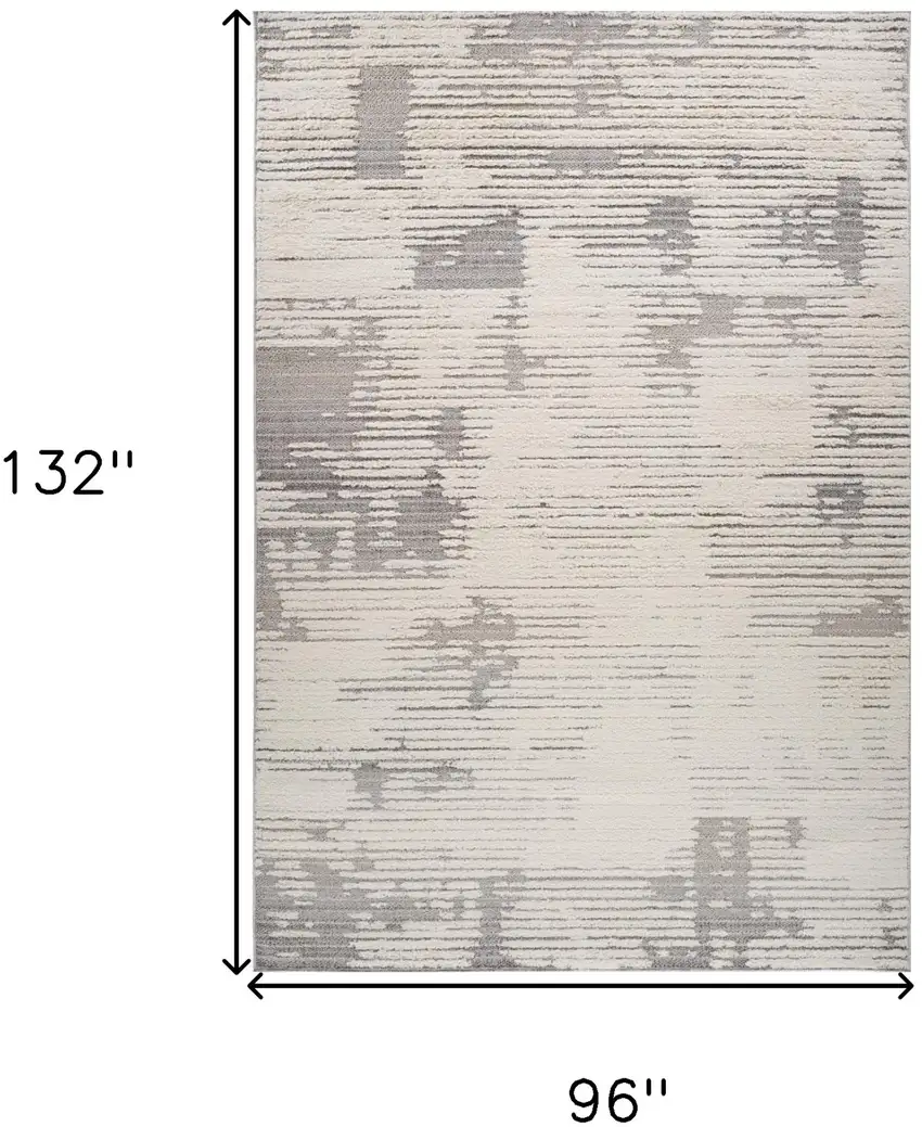 Gray and Cream Abstract Distressed Area Rug Photo 8