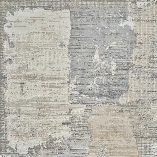Gray and Cream Abstract Distressed Area Rug Photo 4