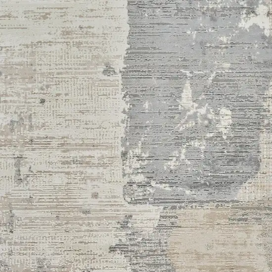 Gray and Cream Abstract Distressed Area Rug Photo 3