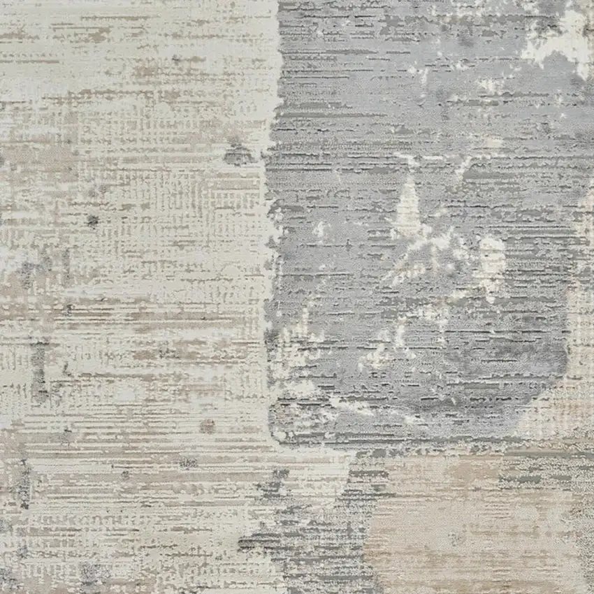 Gray and Cream Abstract Distressed Area Rug Photo 3