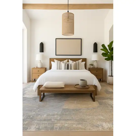 Gray and Cream Abstract Distressed Area Rug Photo 8