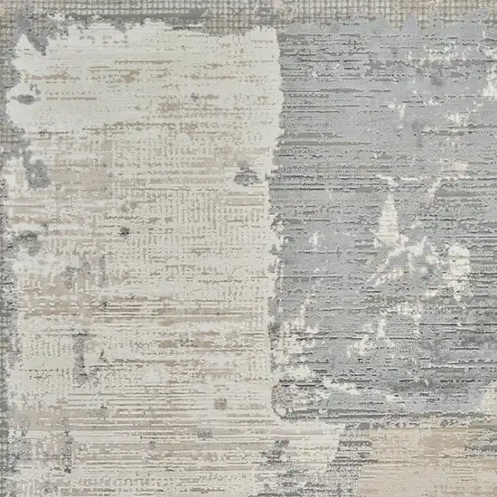 Gray and Cream Abstract Distressed Area Rug Photo 3