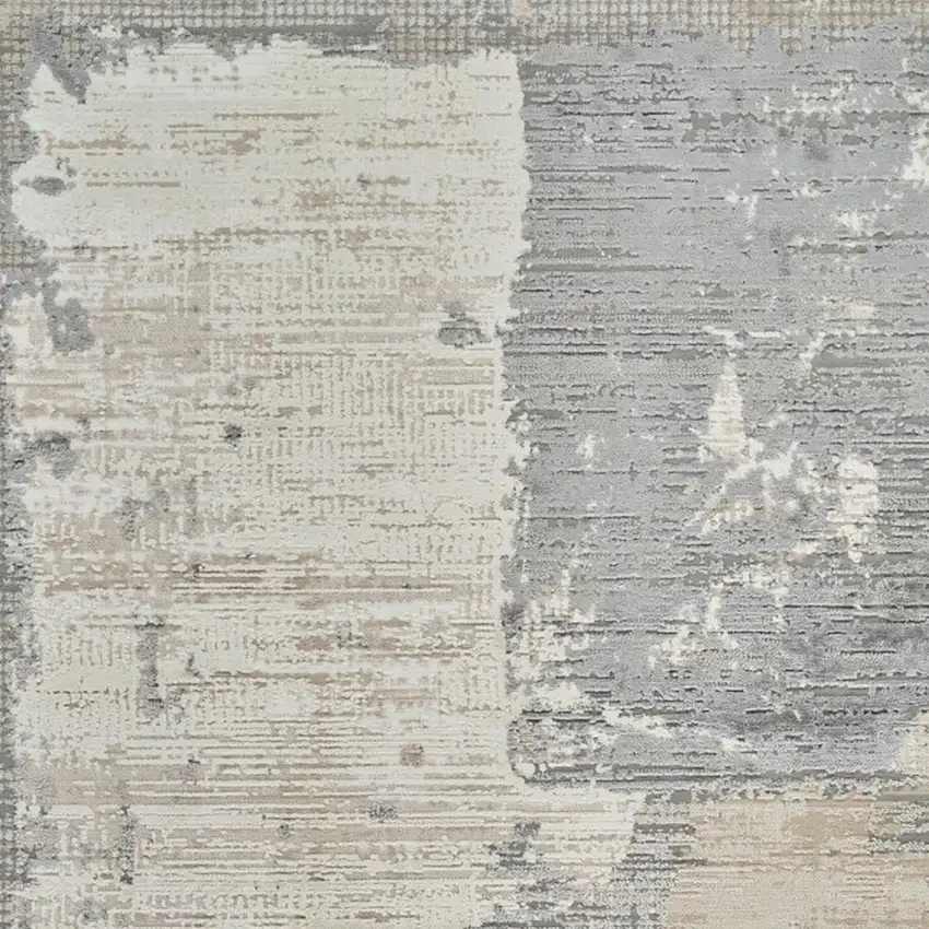 Gray and Cream Abstract Distressed Area Rug Photo 3