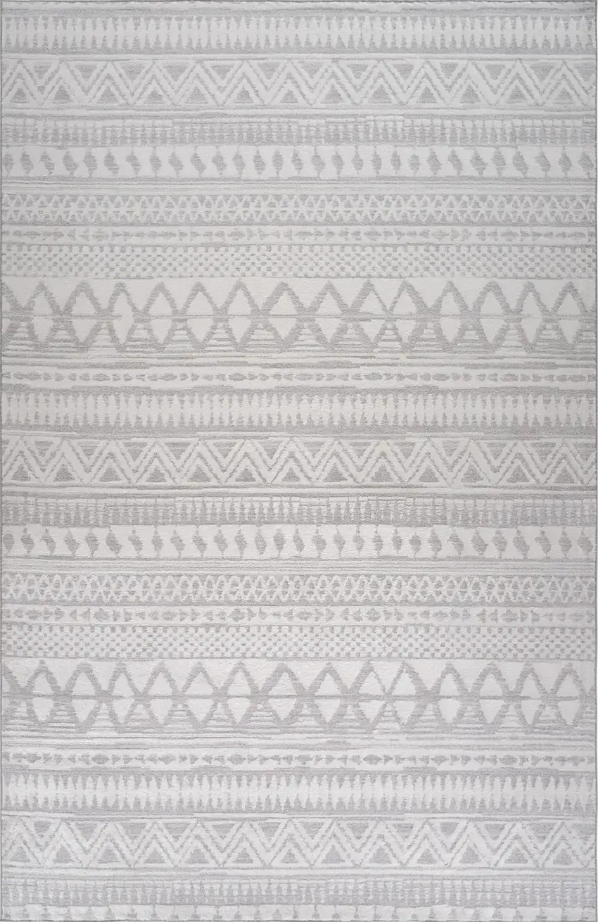 Gray and Cream Abstract Distressed Area Rug Photo 4