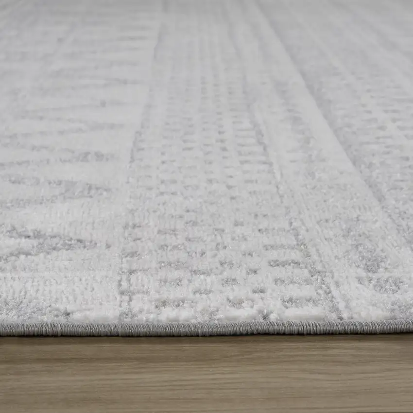 Gray and Cream Abstract Distressed Area Rug Photo 4