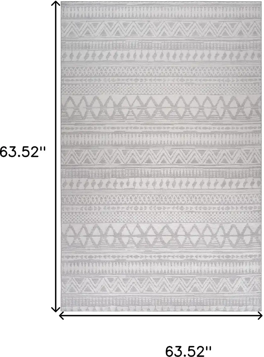 Gray and Cream Abstract Distressed Area Rug Photo 3