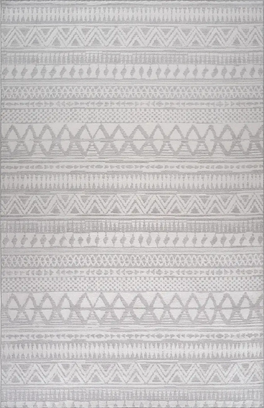 Gray and Cream Abstract Distressed Area Rug Photo 2