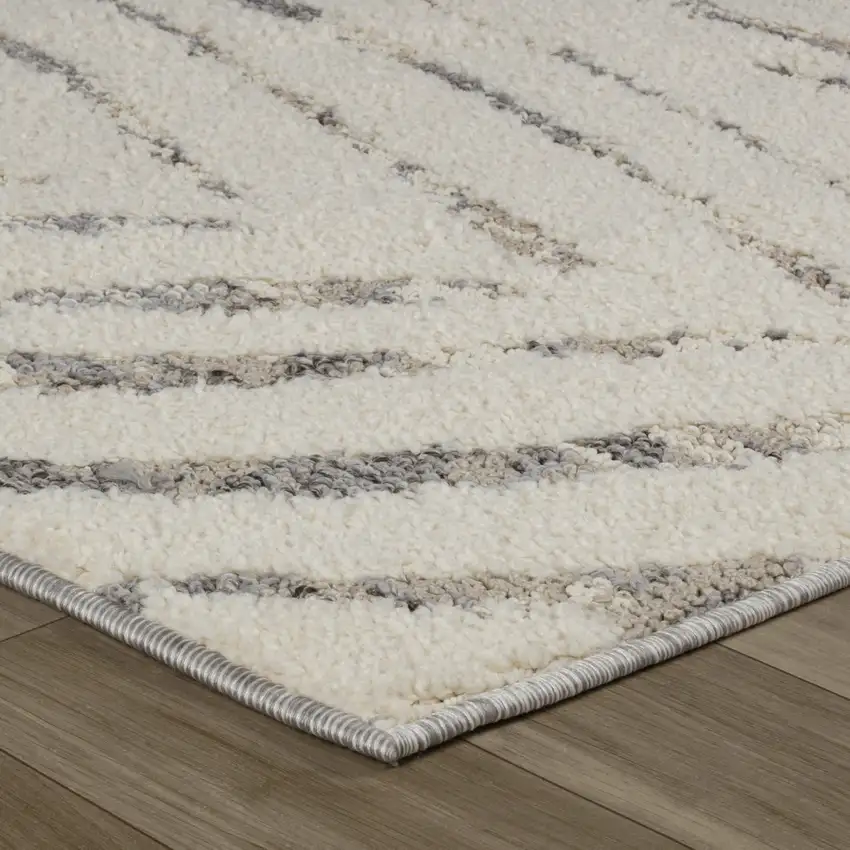 Gray and Cream Botanical Leaves Area Rug Photo 5