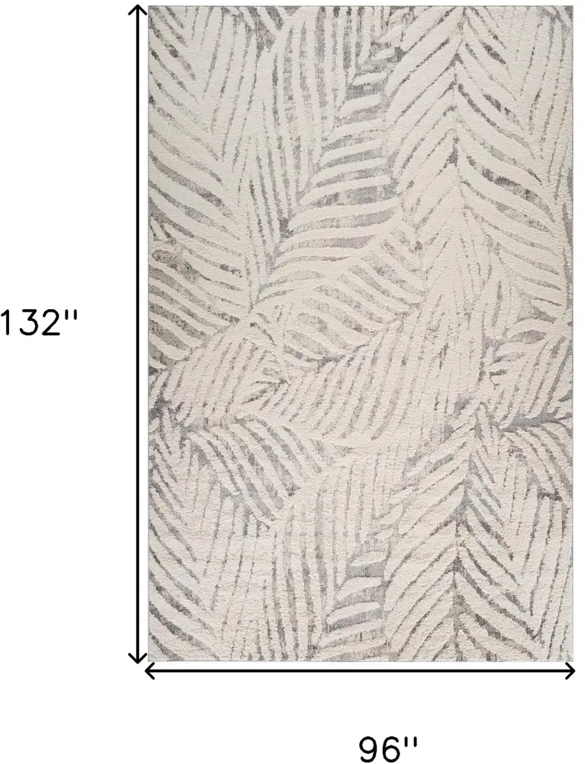 Gray and Cream Botanical Leaves Area Rug Photo 7