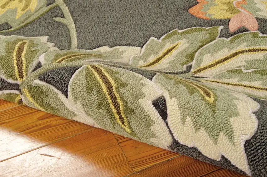 Gray and Cream Floral Hand Carved Handmade Area Rug Photo 6