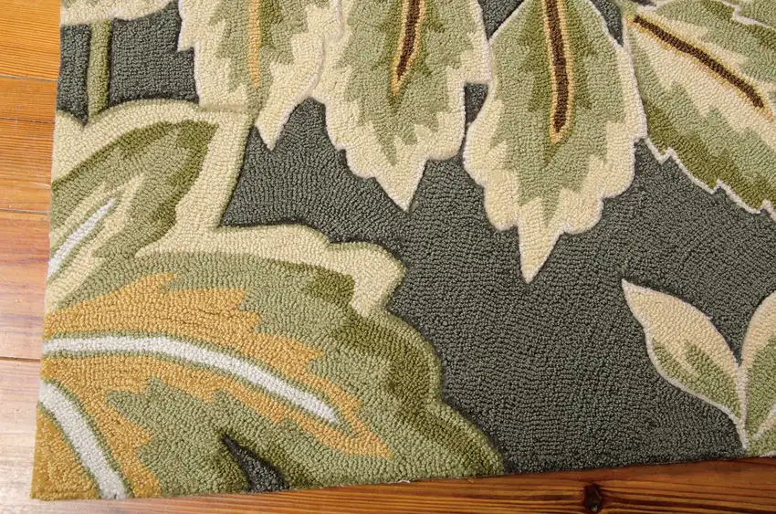 Gray and Cream Floral Hand Carved Handmade Area Rug Photo 5